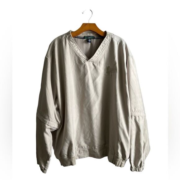 Devon and Jones Sport Men’s Beige V-neck Pullover Size Medium 2 0391 - Picture 1 of 8